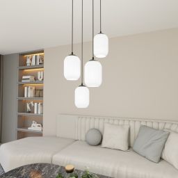 Emibig Verdi lampa wisząca 4x15 W biała-czarna 1435/4PREM