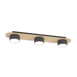 Emibig Diaz lampa podsufitowa 3x12 W czarna-drewno 1438/3
