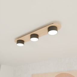 Emibig Diaz lampa podsufitowa 3x12 W czarna-drewno 1438/3