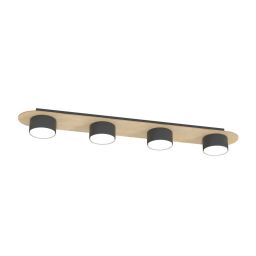 Emibig Diaz lampa podsufitowa 4x12 W czarna-drewno 1438/4