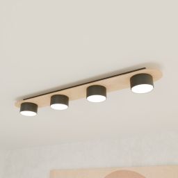 Emibig Diaz lampa podsufitowa 4x12 W czarna-drewno 1438/4