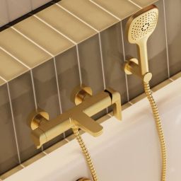 Excellent Clever 2.0 bateria wannowo-prysznicowa ścienna złoty szczotkowany AREX.4105GB