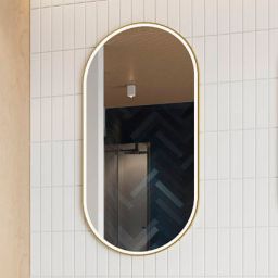 Excellent Corido lustro 50x100 cm owalne z oświetleniem z matą grzewczą z ramą złoty szczotkowany DOEX.CO100.050.GB