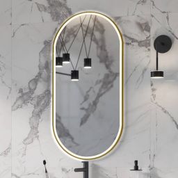 Excellent Corido lustro 50x100 cm owalne z oświetleniem z matą grzewczą z ramą miedź szczotkowana DOEX.CO100.050.CB