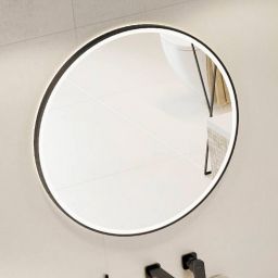 Excellent Corido lustro 100x100 cm okrągłe z oświetleniem z matą grzewczą czarny DOEX.CO100.BL