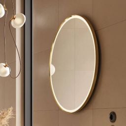 Excellent Corido lustro 100x100 cm okrągłe z oświetleniem z matą grzewczą miedź szczotkowana DOEX.CO100.CB