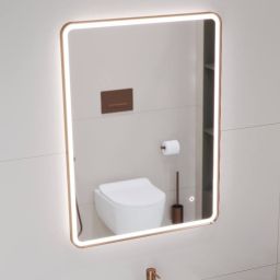Excellent Corido lustro 60x80 cm prostokątne z oświetleniem z matą grzewczą z ramą miedź szczotkowana DOEX.CO080.060.CB