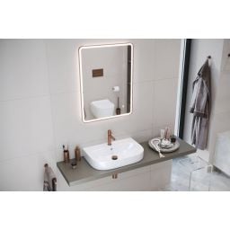 Excellent Corido lustro 60x80 cm prostokątne z oświetleniem z matą grzewczą z ramą miedź szczotkowana DOEX.CO080.060.CB