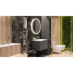 Excellent Corido lustro 100x100 cm okrągłe z oświetleniem z matą grzewczą złoty DOEX.CO100.GL