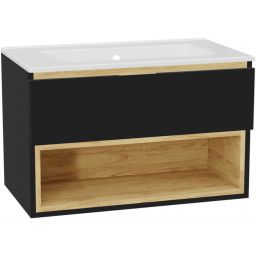 Excellent Tuto 2.0 korpus szafki 80x46.5x50 cm podumywalkowa wisząca czarna-dąb MLEX.2171.800.BKBL
