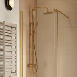 Excellent Clever 2.0 zestaw prysznicowy ścienny z deszczownicą złoty szczotkowany AREX.4181GB