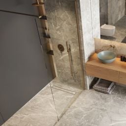 Excellent Vidoq ścianka prysznicowa walk-in 100 cm miedź szczotkowana/szkło przezroczyste KAEX.1506.1000.LP.CB