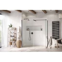 Excellent Vidoq ścianka prysznicowa walk-in 100 cm czarny mat/szkło przezroczyste KAEX.1506.1000.LP.BL