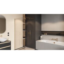 Excellent Vidoq ścianka prysznicowa walk-in 100 cm złoty szczotkowany/szkło przezroczyste KAEX.1506.1000.LP.GB