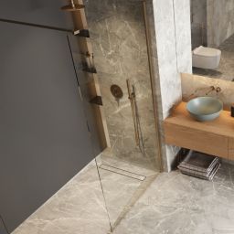 Excellent Vidoq ścianka prysznicowa walk-in 90 cm grafitowy szczotkowany/szkło przezroczyste KAEX.1506.900.LP.AB