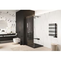 Excellent Vidoq ścianka prysznicowa walk-in 90 cm czarny mat/szkło przezroczyste KAEX.1506.900.LP.BL