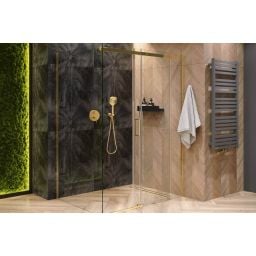 Excellent Rols ścianka prysznicowa z drzwiami 80 cm złoty połysk/szkło przezroczyste KAEX.2606.800.LP.GL