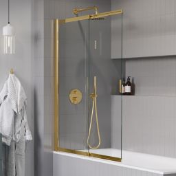 Excellent Liner parawan nawannowy 110 cm złoty połysk/szkło przezroczyste KAEX.2940.1100.LP