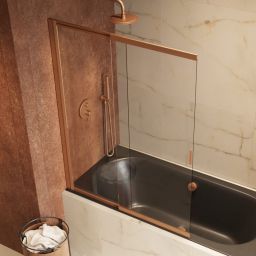 Excellent Liner parawan nawannowy 110 cm 2-częściowy miedź szczotkowana/szkło przezroczyste KAEX.2960.1100.LP