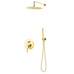 FDesign Flusso zestaw prysznicowy podtynkowy z deszczownicą złoty FD1-FLS-7PSET1-55