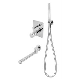 FDesign Meandro zestaw wannowo-prysznicowy podtynkowy z wylewką chrom FD1-MDR-7PSET1-11