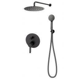 FDesign Zaffiro zestaw prysznicowy podtynkowy z deszczownicą czarny FD1-ZFR-7PSET1-22