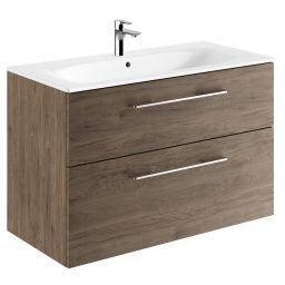 Geberit Selnova Square umywalka z szafką 100 cm zestaw meblowy biały/orzech włoski 501.246.00.1