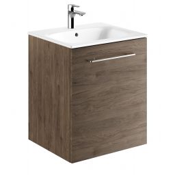 Geberit Selnova Square umywalka z szafką 55 cm zestaw meblowy biały/orzech włoski 501.250.00.1