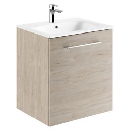 Geberit Selnova Square Slim umywalka z szafką 60 cm zestaw meblowy orzech włoski hickory jasny 501.255.00.1