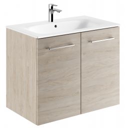 Geberit Selnova Square Slim umywalka z szafką 80 cm zestaw meblowy orzech włoski hickory jasny 501.259.00.1