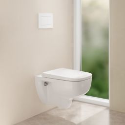 Geberit Selnova Square zestaw miska z deską wisząca bez kołnierza ze spłukiwaniem wirowym biały połysk 503.154.00.1