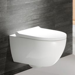 Geberit Acanto miska WC z deską wolnoopadającą wisząca bez kołnierza spłukiwanie wirowe biały 502.774.00.1