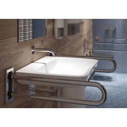 Geberit Selnova Compact umywalka 55x55 cm kwadratowa ścienna dla niepełnosprawnych biała 501.461.00.7