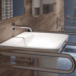 Geberit Selnova Compact umywalka 55x55 cm kwadratowa ścienna dla niepełnosprawnych biała 501.461.00.7