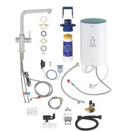 Grohe Red bateria kuchenna z bojlerem stojąca SuperSteel stal 30327DC1