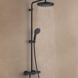 Grohe Vitalio Start System 250 zestaw prysznicowy ścienny termostatyczny z deszczownicą czarny mat 266772431