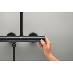 Grohe Vitalio Start System 250 zestaw prysznicowy ścienny termostatyczny z deszczownicą czarny mat 266772431