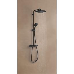 Grohe Vitalio Comfort 250 zestaw prysznicowy ścienny termostatyczny z deszczownicą czarny mat 266962431