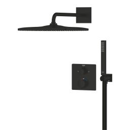 Grohe Precision zestaw wannowo-prysznicowy podtynkowy termostatyczny z deszczownicą czarny mat 348812430