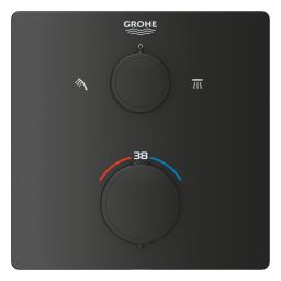 Grohe Precision zestaw wannowo-prysznicowy podtynkowy termostatyczny z deszczownicą czarny mat 348812430