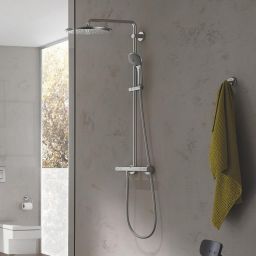 Grohe Euphoria System 310 zestaw prysznicowy ścienny termostatyczny z deszczownicą stal nierdzewna 26075DC0