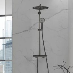 Grohe Euphoria zestaw prysznicowy ścienny termostatyczny z deszczownicą Brushed Hard Graphite 26075AL0