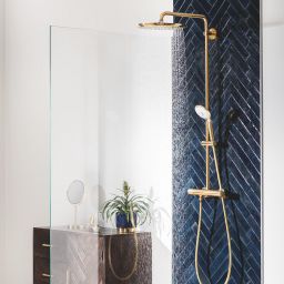 Grohe Euphoria zestaw prysznicowy ścienny termostatyczny z deszczownicą Brushed Cool Sunrise 26075GN0