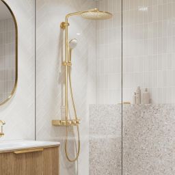 Grohe Euphoria zestaw prysznicowy ścienny termostatyczny z deszczownicą Brushed Cool Sunrise 26507GN0