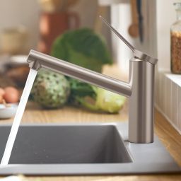Hansgrohe Zesis M33 bateria kuchenna stojąca stal szlachetna optyczna 74802800