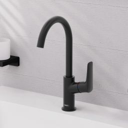 Hansgrohe Logis bateria umywalkowa stojąca z obrotową wylewką czarny mat 71130670