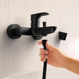 Hansgrohe Rebris S bateria wannowo-prysznicowa ścienna czarny mat 72440670
