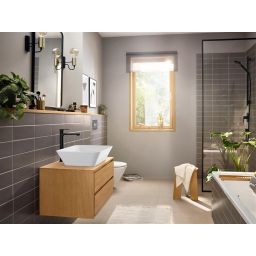 Hansgrohe Rebris E bateria umywalkowa stojąca czarny mat 72591670