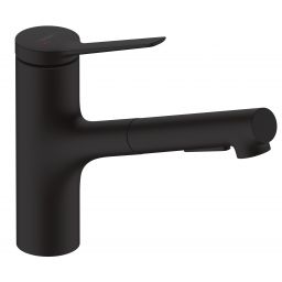 Hansgrohe Zesis M33 bateria kuchenna z wyciąganą wylewką stojąca czarny mat 74800670