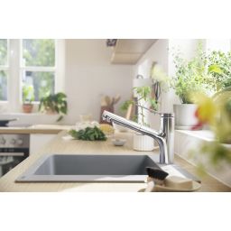 Hansgrohe Zesis M33 EcoSmart bateria kuchenna z wyciąganą wylewką stojąca chrom 74810000